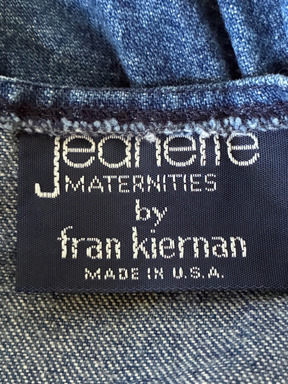 VTG 90s Maternity Blue Denim Prairie Chic Pinafore Chore Overall Dress Sz 12 Lg - Picture 7 of 8